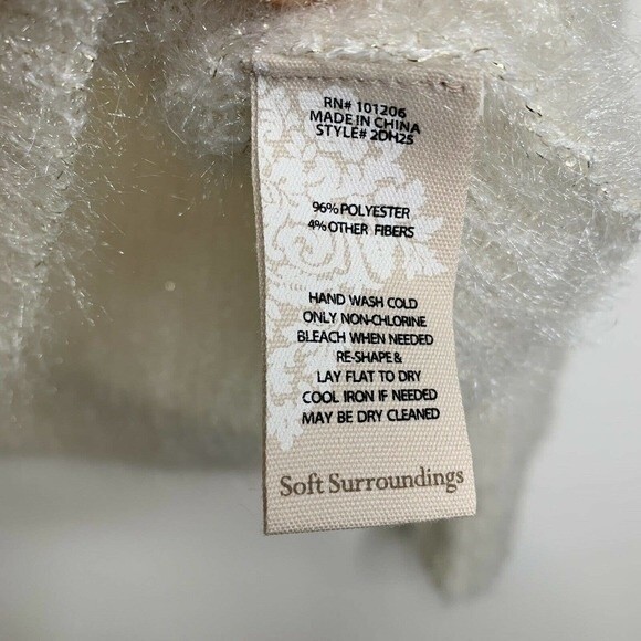 Soft Surroundings Cable Knit Shimmering White Sweater Open Knit Size Small - Picture 9 of 10